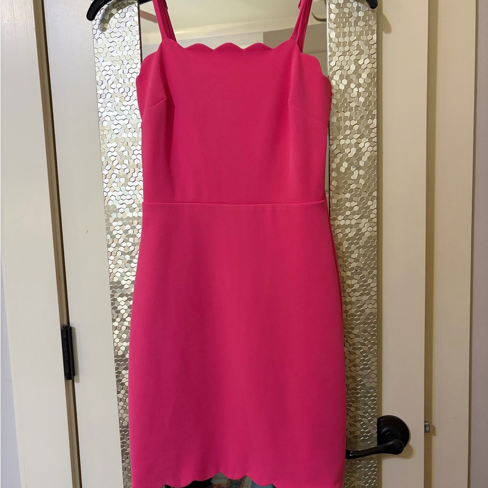 City Studio Vibrant Pink Dress with Scalloped Detail